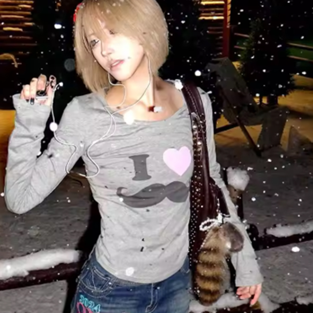 Japanese Y2K Beard Print T-Shi - огляд і ціна Japanese Lifestyle